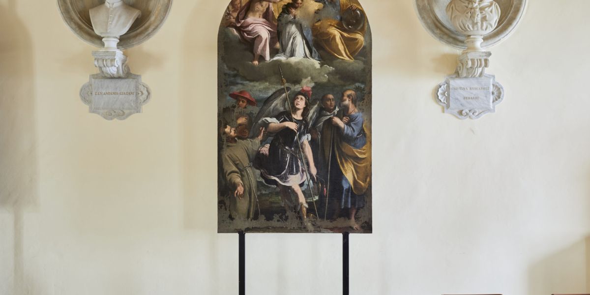Incoronazione della Vergine, l'olio su tela di Claudio Ridolfi conservato a Morro d'Alba